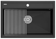 Мойка Paulmark STEPIA 80, IT-GRANIT + Ролл-мат Paulmark STEP брашированная нерж. сталь, PM117551-AN+