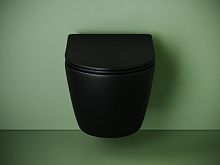 Подвесной унитаз CERAMICANOVA Уно (Uno) смыв Торнадо 490x360x360 черный матовый