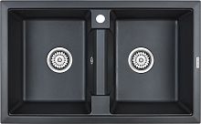 Мойка Paulmark TANDEM 80/2, IT-GRANIT, PM238150-BLM, черный-металлик, 810х500 мм, Paulmark