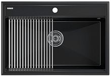 Мойка Paulmark STEPIA 80, IT-GRANIT + Ролл-мат Paulmark STEP брашированная нерж. сталь, PM117551-BLM